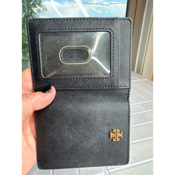 Tory Burch Black Bifold Flat Wallet with Gold Emblem 3”x4” Women’s - Picture 5 of 7